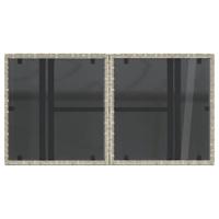 Tuintafel met glazen blad 100x55x73 cm poly rattan lichtgrijs - thumbnail