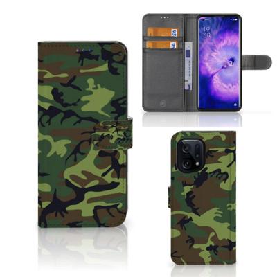 OPPO Find X5 | Telefoon Hoesje | Army Dark | Portemonnee hoesje