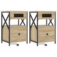 Nachtkastje 2 pcs Sonoma eiken 40 x 31 x 60 cm Bewerkt hout - thumbnail