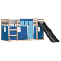 Stapelbed met glijbaan en gordijnen blauw 90x200 cm - thumbnail