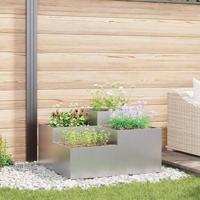 VidaXL Tuin bloempot zilver 80 x 80 x 48 cm gegalvaniseerd staal - thumbnail