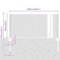 VidaXL Hek met paal zilver 0,6 x 25 m staal - thumbnail