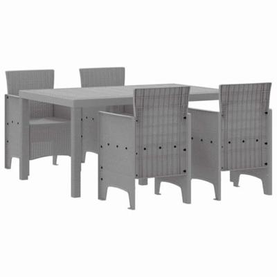 5-delige tuinset lichtgrijs poly rattan