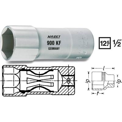 HAZET Bougiedopsleutel 900AKF · 1/2 inch (12,5 mm) vierkant hol · Buiten-zeskant-profiel · SW 16 mm · 5/8?