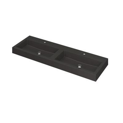 INK Momento Wastafel Quartz Dubbel met 2 Kraangaten - 1400x450x90 mm - Quartz Zwart