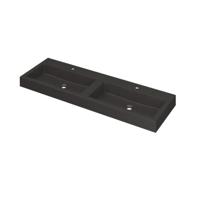 INK Momento Wastafel Quartz Dubbel met 2 Kraangaten - 1400x450x90 mm - Quartz Zwart - thumbnail