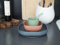 Serviesset 4 items silicone BEABA blauw - thumbnail
