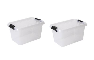 Opbergboxen met deksel 5,5 liter kunststof transparant 30 x 20 x 17 cm set van 2 stuks Opbergboxen met deksel 5,5 liter kunststof transparant 30 x 20 x 17 cm set van 2 stuks