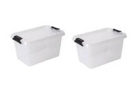 Opbergboxen met deksel 5,5 liter kunststof transparant 30 x 20 x 17 cm set van 2 stuks - thumbnail