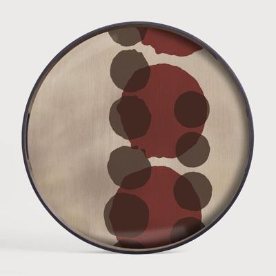 Ethnicraft Rond Dienblad 'Layered Dots' 48cm, kleur Pinot