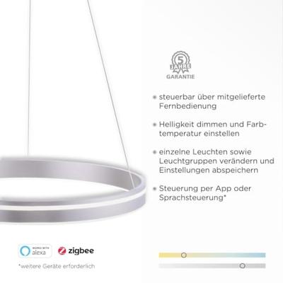 Paul Neuhaus Smart hanglampQ-Vito Ø 59cm grijs - 8411-55