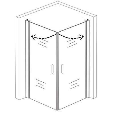 Douchecabine Wiesbaden dubbele swingdeur 90x90cm 8mm NANO coating - thumbnail