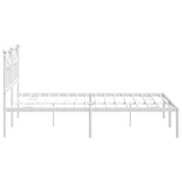 Bedframe met hoofdbord metaal wit 140x190 cm - thumbnail