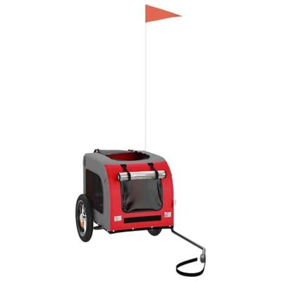 Hondenfietstrailer oxford stof en ijzer rood en grijs Hondenfietstrailer oxford stof en ijzer rood en grijs