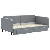 Slaapbank onderschuifbed en lades 100x200 cm stof lichtgrijs - thumbnail