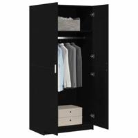 Kledingkast met opslag Zwart 80 x 51 x 180 cm Bewerkt hout - thumbnail