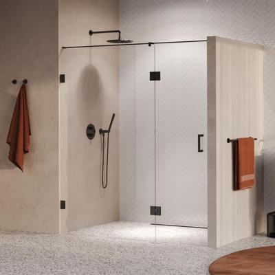 Brauer Void - Nisdeur - 2-Delig - Helder Glas - 170 x 200 cm - Omkeerbaar - met Draaideur 70 cm - Aan Glas - incl. Glascoating - PVD Gunmetal