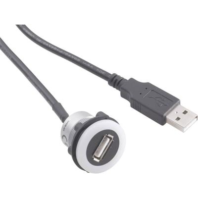 TRU COMPONENTS USB-05-BK USB-inbouwbus 2.0 Bus, inbouw, Stekker USB-bus type A verlicht naar USB-steker type A met 60 cm kabel Inhoud: 1 stuk(s)