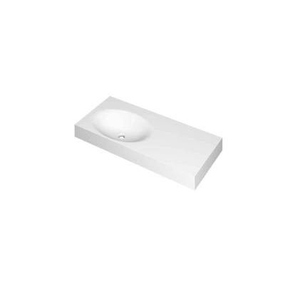 INK Smooth Wastafel Polystone Links Zonder Kraangat - 1000x450x90 mm - Mat Wit