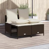 4-delige Loungeset met kussens poly rattan bruin - thumbnail