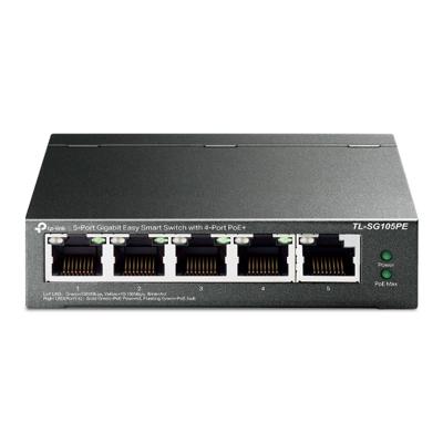 TP-Link TL-SG105PE 5-poorts -Gigabit-Easy-Smart-switch met 4 PoE+-poorten, plug & play, metalen behuizing