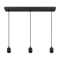 Metaal kroonluchter - Industrie hanglamp - Zwart - Met 3 pcs lampvoeten - Ontworpen voor Eetkamer en Slaapkamer - 65 x 9.5 x 112.5cm - set met E27 Lamphouder - voor Lampenkap met Doorsnede max 20cm - Gloeilamp Niet Inbegrepen - thumbnail