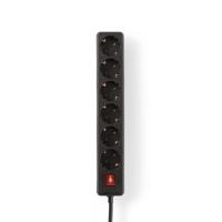 Nedis EXSO615F2BK Stekkerdoos Beschermend Contact Met Aan/uit-schakelaar 6-wegs 1,5 M Zwart - thumbnail