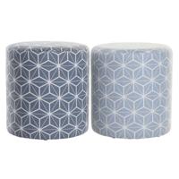 Voetensteun DKD Home Decor 31 x 31 x 33 cm Blauw Hemelsblauw Pijnboom Geometrisch Mediterrane (2 Stuks) - thumbnail