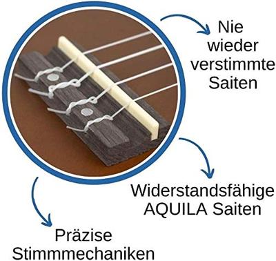 Cascha HH 3975 sopraan ukelele set linden wit (4-talig)