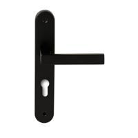 Hardbrass Deurkruk Phoenix op ovaal langschild profielcilindergat 72mm - zwart - thumbnail