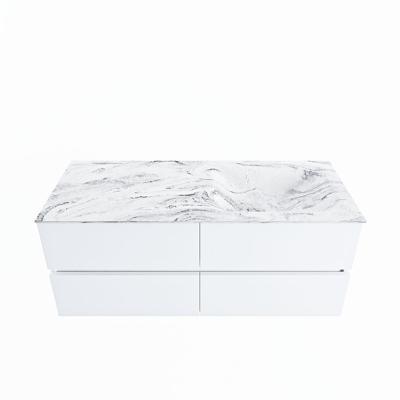 MONDIAZ VICA-DLUX 120cm badmeubel onderkast Talc 4 lades. Inbouw wastafel CLOUD rechts zonder kraangat, kleur Glace.