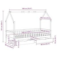 Kinderbedframe met lades 90x190 cm massief grenenhout - thumbnail