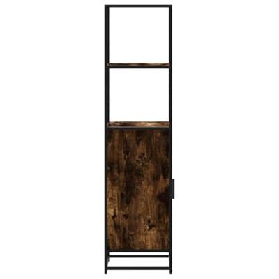 Hoge kast 35,5x35x139 cm bewerkt hout en metaal gerookt eiken