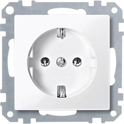 Merten MEG2301-0319 Wandcontactdoos met randaarde Inzetstuk System M, 1-M, M-Smart, M-Plan, M-Creativ Polar-wit (glanzend) 1 stuk(s)