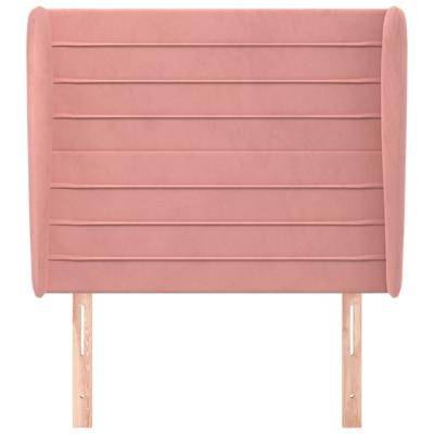 Hoofdbord met randen 183x23x118/128 cm fluweel roze