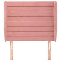 Hoofdbord met randen 183x23x118/128 cm fluweel roze - thumbnail