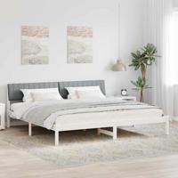 Bedframe Wit en lichtgrijs 150 x 200 cm Massief grenenhout - thumbnail
