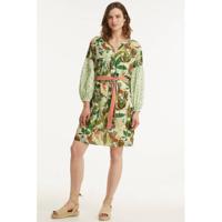 POM Amsterdam jurk Jungle Beats Kisses Ecru met all over print en ceintuur ecru - thumbnail