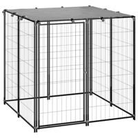 VidaXL Hondenkennel 110x110x110 cm staal zwart - thumbnail
