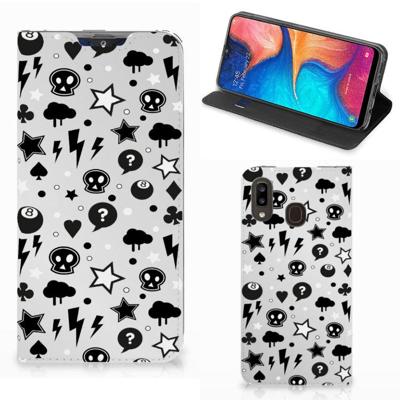 Mobiel BookCase Samsung Galaxy A30 Silver Punk Mobiel BookCase Samsung Galaxy A30 Silver Punk