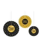 Classy Honeycomb Waaier Set &apos;Happy Birthday&apos; (3st) - thumbnail
