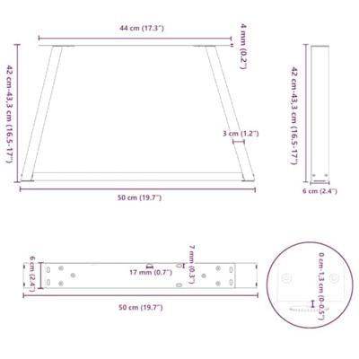 Salontafelpoten 2 st V-vormig 50x(42-43,3) cm staal antraciet