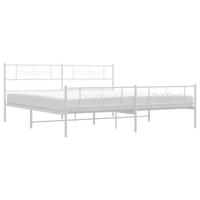 Bedframe met hoofd- en voeteneinde metaal wit 200x200 cm - thumbnail