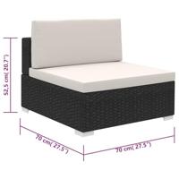6-delige Loungeset met kussens poly rattan zwart - thumbnail