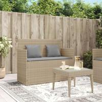 Tuinbank met kussens poly rattan beige - thumbnail