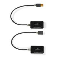 USB-Verlenger - USB 1.1-1x RJ45 Female - 1x USB-A Female - 1x USB-A Male - 1x RJ45 Female - 50 m - 12 Mbps - Goud Verguld - Rond - PVC - Zwart - Window Box - thumbnail