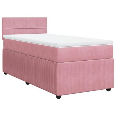Boxspring met matras fluweel roze 160x200 cm