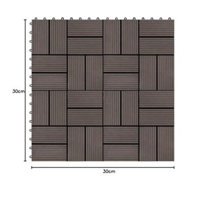 Terrastegels 30x30 cm 1 m HKC donkerbruin 11 st Terrastegels 30x30 cm 1 m HKC donkerbruin 11 st