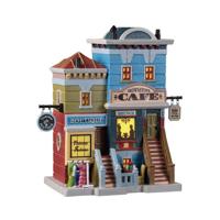 Lemax brownstone café, b/o led verlicht kersthuisje Caddington Village 2019 - thumbnail