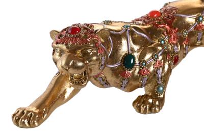Decoratieve figuren DKD Home Decor 39 x 11 x 10 cm Gouden Koloniaal Panter